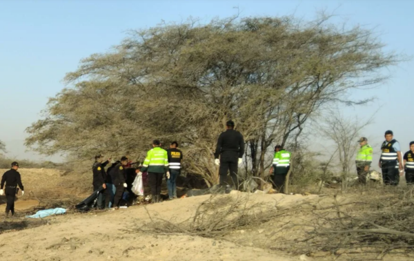 Integrantes la Policía de Perú operan en la zona donde una avioneta que sobrevolaba sobre las Líneas de Nazca se estrelló y dejó trece personas fallecidas, entre ellos 11 turistas, en la municipalidad provincial de Nazca (Perú). EFE/Víctor Quilca