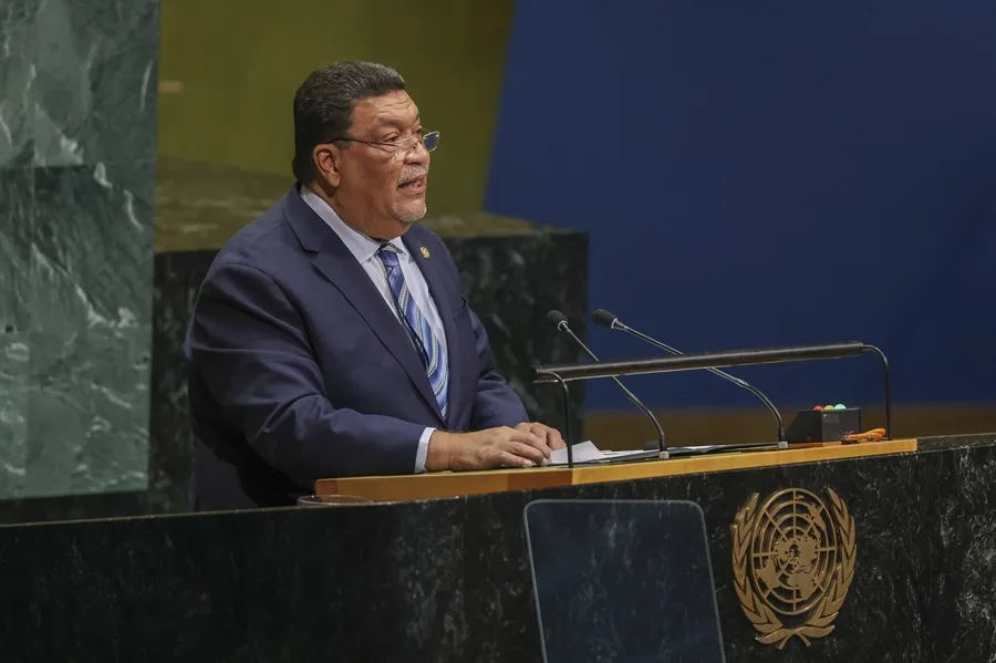 El ministro de Asuntos Exteriores de Nicaragua, Valdrack Ludwing Jaentschke Whitaker, interviene durante el debate general del 81.º periodo de sesiones de la Asamblea General de las Naciones Unidas (AGNU) en la sede de las Naciones Unidas en Nueva York, Estados Unidos, el 26 de septiembre de 2026. EFE/EPA/Sarah Yenesel