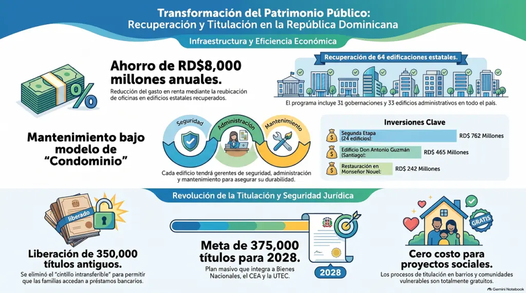 Transformación del patrimonio público dominicano. Infografía elaborada con IA.