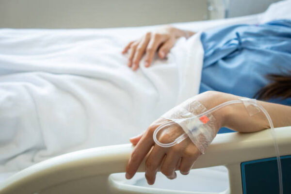 Conceptual of patient woman resting in hospital.