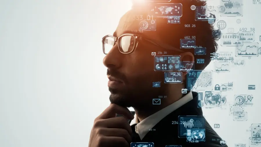 AI (Artificial Intelligence) concept. Communication network.