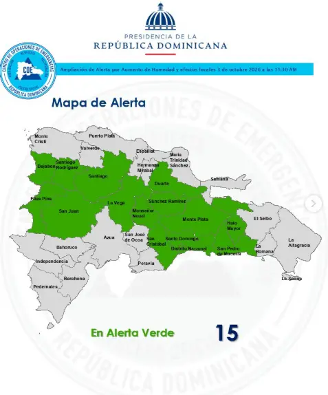 COE emite alerta verde