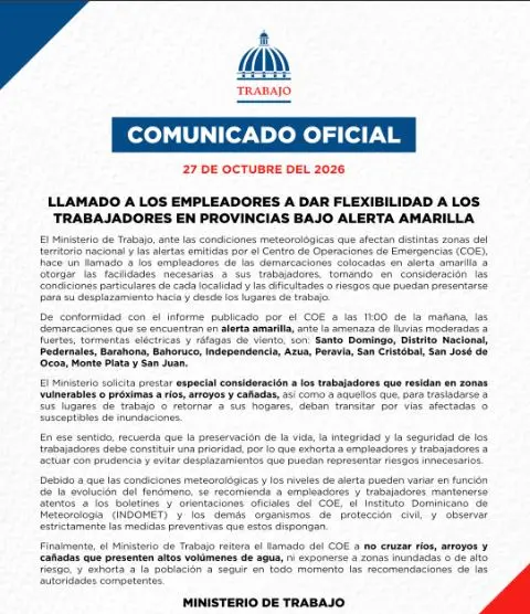 Cominicado Ministerio de Trabajo