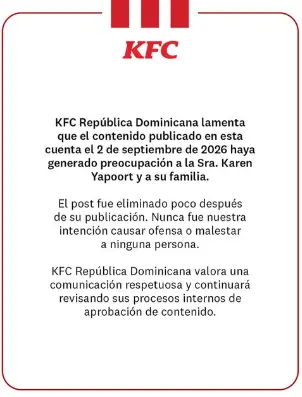 KFC disculpas públicas