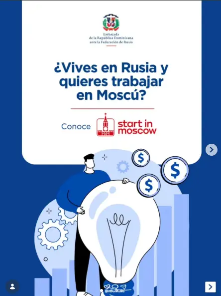 Publicación realizada por la embajada dominicana en Rusia.