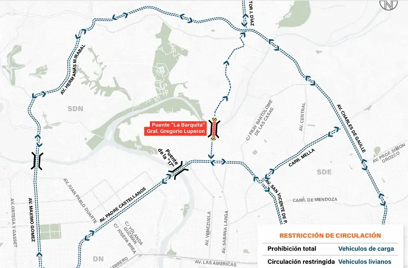 Rutas alternas por trabajos en el puente La Barquita.