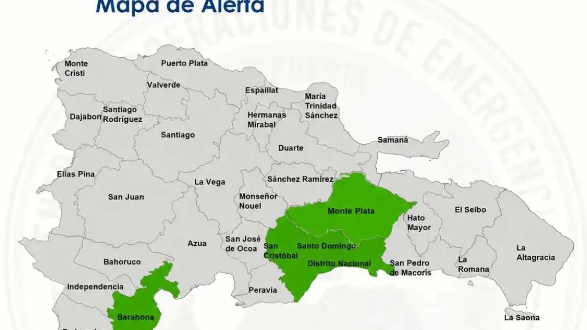 COE coloca 5 provincias en alerta verde por efectos de una onda tropical y una vaguada