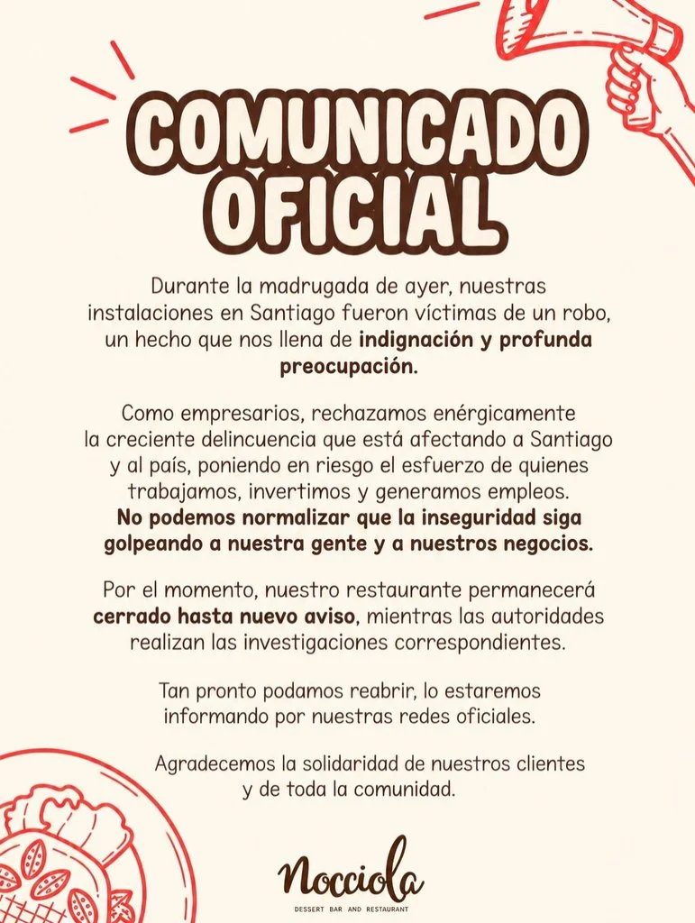 Restaurante Nocciola vuelve a operar tras robo ocurrido en la madrugada de ayer