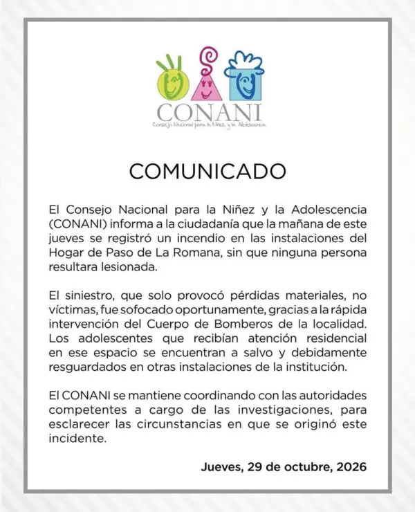 Incendio afecta Hogar de Paso de Conani en La Romana, adolescentes están a salvo/Fuente externa