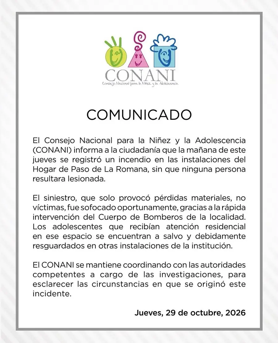 Incendio afecta Hogar de Paso de Conani en La Romana, adolescentes están a salvo/Fuente externa