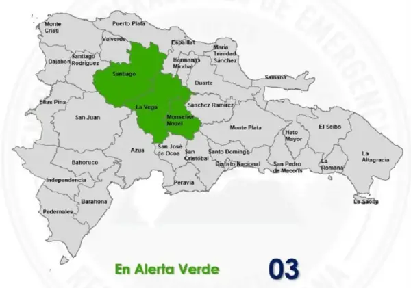 COE mantiene tres provincias en alerta verde por incidencia de vaguada/Fuente externa